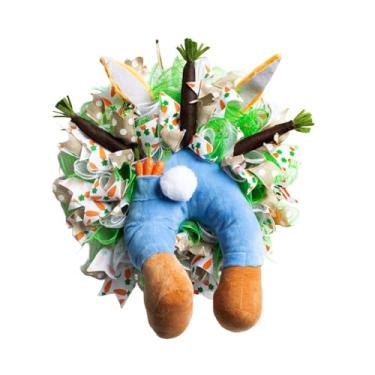 Imagem de UGPLM de coelhinho da páscoa, sinal de boas-vindas, guirlanda artificial para porta frontal, suspensão de parede, acento para festa, festival,