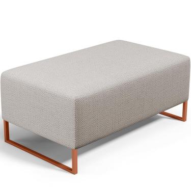 Imagem de Puff Decorativo Sala De Estar Cléo 90cm Base De Ferro Cobre W01 Linho Bege - Lyam Decor