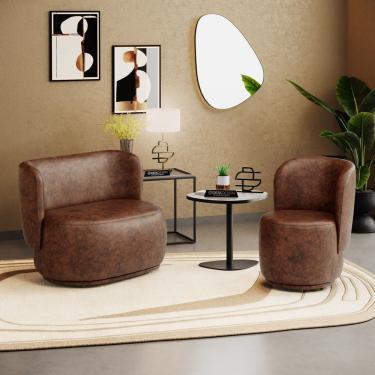 Imagem de Poltrona E Namoradeira Orgânica Molly Couríssimo Whisky - Desk Design Cor Whisky