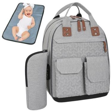 Imagem de KIT Mochila Maternidade Trocado de Fraldas Porta Mamadeira e Bolsos Té