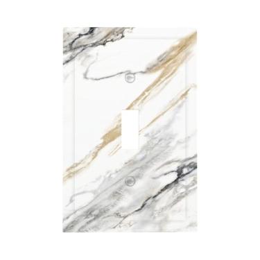 Imagem de Mármore branco cinza 1 Gang Single Toggle Light Switch Cover Placa de parede tamanho padrão placa decorativa elétrica interruptor de luz para banheiro, quarto, cozinha (plástico)