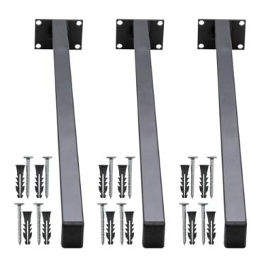 Imagem de Suporte Mão Francesa 3 Un 40cm Lavanderia Grapa De Parafusar Parede Granito Pia Balcão Banheiro Fixar Mármore (Preto)