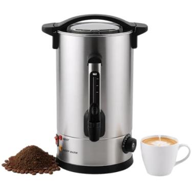 Imagem de Fineera Urna de café comercial, máquina de café comercial para 100 xícaras, urna de água quente e comercial, cafeteira rápida de 1500 W para negócios, festas, catering, aço inoxidável