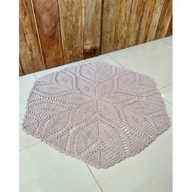 Imagem de Tapete P 1,10m Folha De Café Crochê Artesanal (Chocolate)