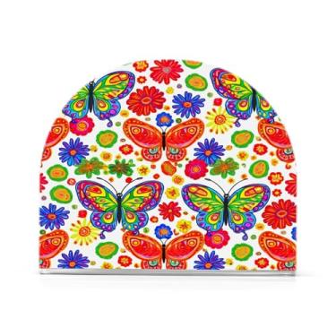 Imagem de Qilmy Lindo porta-guardanapos borboleta estilo mandala, porta-guardanapos de acrílico transparente para mesa, suporte de guardanapo de coquetel de papel de seda para cozinha, dispensador de