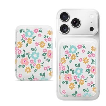 Imagem de Suporte magnético para iPhone, carteira fina de couro PU, capa para cartão, capa traseira para cartão, acessório de telefone fofo