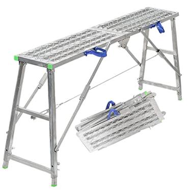 Imagem de Equipamento de andaime portátil, plataforma de trabalho de altura ajustável, escada de aço galvanizado, banco resistente, banco dobrável com degrau antiderrapante, 200 cm