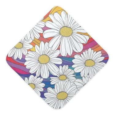 Imagem de STAYTOP Toalhas de bebê com capuz musselina margarida branca, toalha de banho super macia, toalhas de banho absorventes para banho recém-nascido unissex 76 x 76 cm