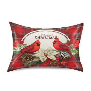 Imagem de Wassud Red Birds Fronha de cetim para cabelo e pele fronhas de seda lisa tamanho padrão capas de travesseiro respiráveis com fecho de envelope