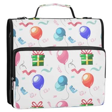 Imagem de Wassud Balões coloridos com zíper 3 anéis com alça de ombro e alça vários bolsos expansíveis organizador de pasta de arquivo