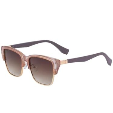 Imagem de Óculos de sol vintage luxuosos com lentes de madeira estilo olho de gato, óculos de sol femininos da moda para homens, óculos de viagem para o verão, UV400 (cinza chá)