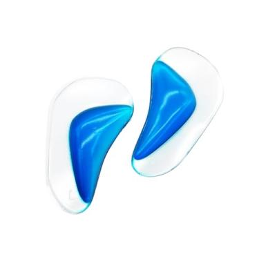 Imagem de Par de Palmilha Ortopédica em Gel de Silicone, Transparente e Azul, Suporte para Arco Plantar, 4,2 x 8,5 cm, para Uso Diário e Esportivo, 2 Unidades