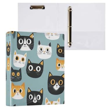 Imagem de STAYTOP Organizador de fichário redondo de gato fofo, 3 fichários com prancheta (tamanho carta A4) para material de escritório escolar