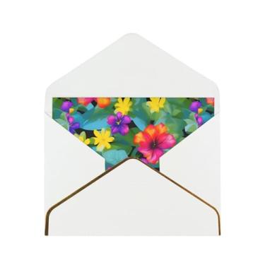 Imagem de SKKNT Cartões comemorativos havaianos com estampa de flores coloridas para todas as ocasiões, convites de festa de aniversário de casamento, 12,7 x 15,2 cm