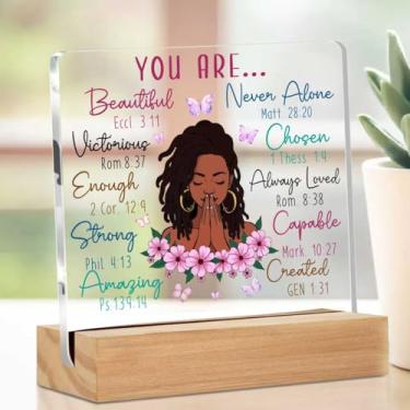 Imagem de Presentes cristãos para mulheres, citações inspiradoras, placa de decoração acrílica, presentes religiosos para mãe, amigas, colega de trabalho, irmã, versículo bíblico, utensílios de mesa, acessórios