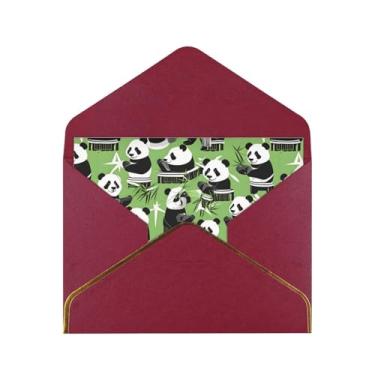 Imagem de SKKNT Cartões comemorativos com estampa de bambu panda para todas as ocasiões, convites de festa de aniversário de casamento, 12,7 x 15,2 cm