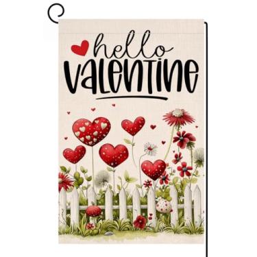 Imagem de BLKWHT Bandeira de jardim floral amor dos namorados, 30,5 x 45,7 cm, vertical, dupla face, flores vermelhas, primavera, casa de fazenda, decorações externas, bandeira de jardim de serapilheira BW850