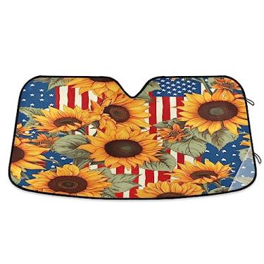 Imagem de Protetor solar de carro americano girassol, para-brisa, proteção UV de carro, protetor solar para para-brisa de carro