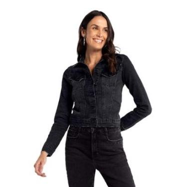 Imagem de Jaqueta Jeans Lunender Com Strass Preto Tam. M-Feminino