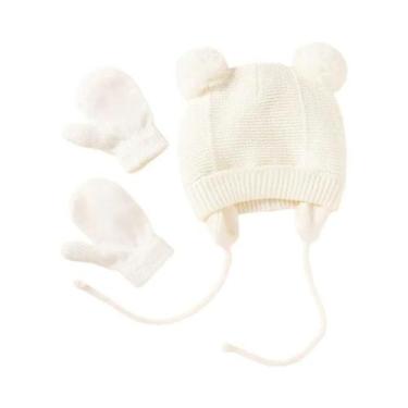Imagem de Conjunto De Luvas E Gorro De Tricô Para Bebê, Cor Sólida, Outono Inver