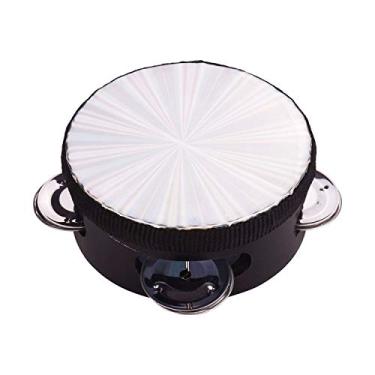 Imagem de Tambor de mão madeira Radiant Tamborine com sinos fileira única reflexivo instrumento percussão brinquedo musical para a
