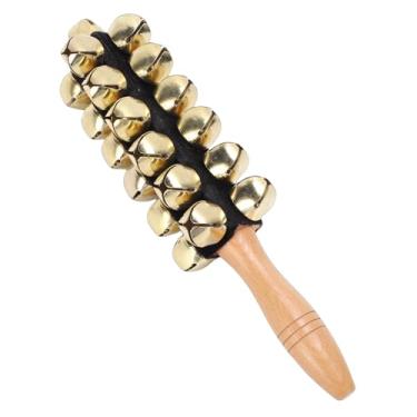 Imagem de SPYMINNPOO Jingle Bells de Mão, 25 Sinos de trenó, Instrumento de Percussão Portátil de Madeira de Faia para Festas de Natal, Festas de Palco, Treinamento de Música