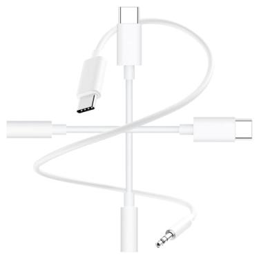 Imagem de Adaptador de áudio USB C para 3,5 mm, pacote com 2 e cabo auxiliar de 1,2 m, adaptador USB C para auxiliar de fone de ouvido estéreo compatível com iPhone 17/16/15, Samsung S25 S24 S23, Pixel, iPad