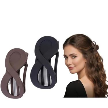 Imagem de Pacote com 2 grampos de cabelo, grampos de bico de pato grandes para corte e estilo, grampos de cabelo fortes e sem vincos para explosões, updos e cabelos grossos