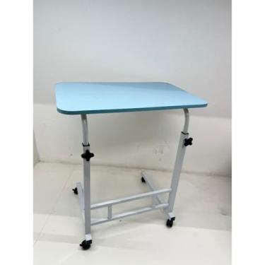 Imagem de Mesa Notebook com Rodinhas Ajustável para Home Office, Escrivaninha Multifuncional para Computador(azul claro)