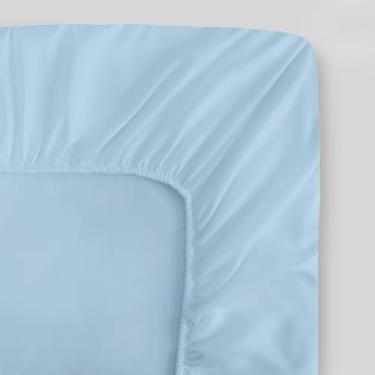 Imagem de FABDREAMS Lençol King Size 100% algodão orgânico percal | Contagem de 300 fios | Certificado GOTS | Algodão de fibra longa | Fresco e Respirável | Cabe em bolsos profundos de até 43 cm | Azul claro
