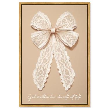 Imagem de God is with Her Lace Canvas Print Jesus Wall Art por Art Remedy, moldura dourada, 25 x 38 cm