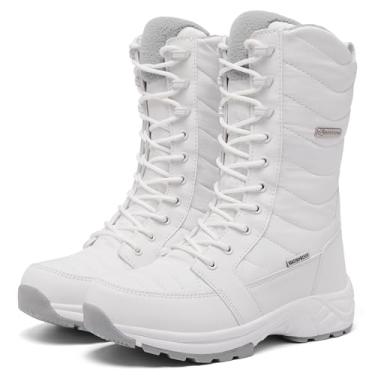 Imagem de FW FRAN WILLOR Botas femininas impermeáveis para neve de inverno quentes e confortáveis com zíper lateral - 2025 botas de caminhada leves modernas para clima frio, botas militares de cano médio com