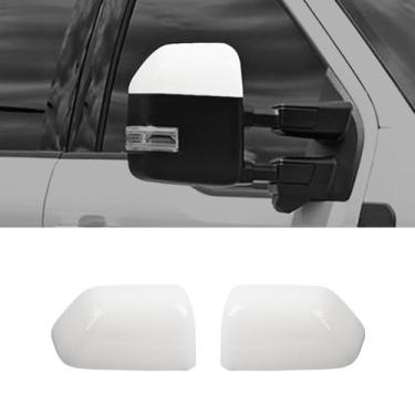 Imagem de RAZPOY Capa de espelho retrovisor lateral com acabamento de concha metade superior compatível com Ford F250/F350/F450/F550 2017-2023, branco