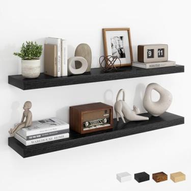 Imagem de Dreamland Prateleiras flutuantes pretas de 91 cm, prateleiras de parede de 91 cm para banheiro, quarto, cozinha, prateleira de livros montada na parede profunda, prateleira flutuante de madeira