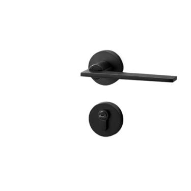 Imagem de Fechadura de porta de quarto de interior preta com alça de liga de zinco fechadura minimalista de cobre fechadura magnética silenciosa (Ya liga de zinco preta 5845)