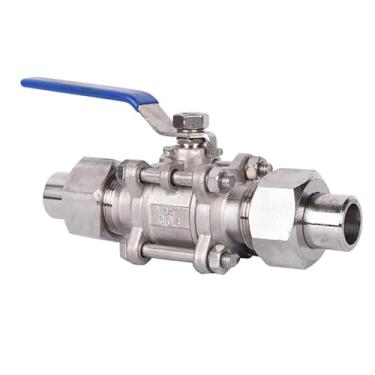 Imagem de Válvula esférica de três peças de aço inoxidável de 1/2 3/4 1 polegada válvula de esfera soldada de três peças com fio externo duplo válvula de esfera soldada 1 peça (5 cm)