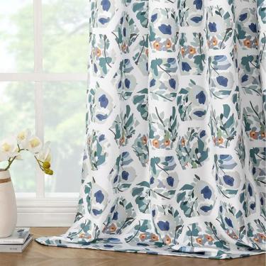 Imagem de Cortinas Joydeco 213 cm Largas con Estampado Floral Verde y Opacas 80%