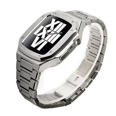 Imagem de JDIME Kit de modificação de relógio de luxo para Apple Watch 45 mm/41 mm/40 mm 44 mm 9 8 7 6 SE 5 4 Series Watch Substituir Upgrade Metal Watch Case Mod Set (Cor: aço SSS, tamanho: 40 mm)