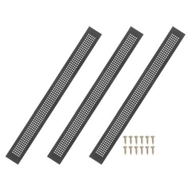 Imagem de PATIKIL Capa de ventilação de porta de 61 x 5 cm, 3 peças de cobertura de ventilação de grade de alumínio com orifícios de diamante com parafusos de montagem para porta de teto de armário de