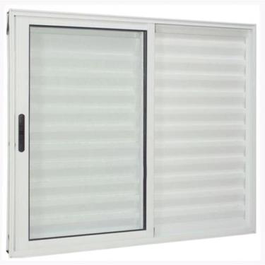 Imagem de Veneziana 3 folhas 1,20x1,20 sem grade no alumínio branco - Comercial 