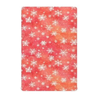 Imagem de Wassud Jogo de lençol de berço de Natal com flocos de neve para meninos e meninas, respirável, lençol com elástico, neutro, 71 x 132 cm