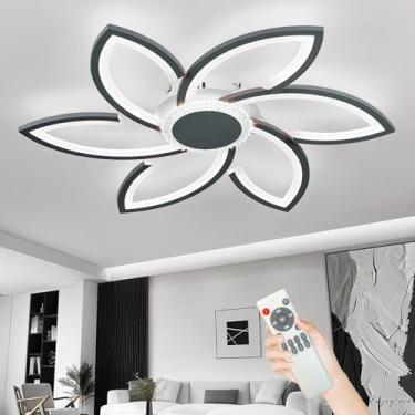 Imagem de Luminária de teto em acrílico com controle remoto por aplicativo, lustre moderno e decorativo inteligente, função de memória e intensidade regulável, disponível nas cores branca e preta, ide
