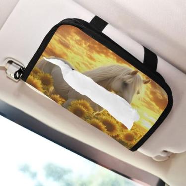 Imagem de SEHANY Suporte de lenços de carro Majestic Horse, caixa de lenços para carro, viseira solar, porta-guardanapos retangular, dispensador de máscara de carro, caixa de lenços de papel para automóveis