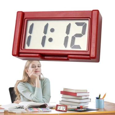 Imagem de Berrgomio Relógio digital pequeno, relógio de painel de carro de tela grande, acessórios leves para carro, mini relógio autoadesivo para casa, mesa, mesa