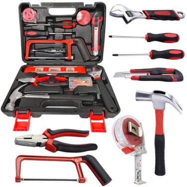 Imagem de Jogo de Chaves Completo Ferramentas Profissional com Alicate, Estilete, Trena, Martelo, Chave de Fenda e Philips, Nivel e Cegueta