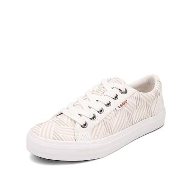 Imagem de Taos Plim Soul Tênis feminino plataforma elegante com curvas e pods palmilha removível, suporte de arco, design clássico para moda diária, conforto o dia todo, Estampa geográfica branca multi, 38