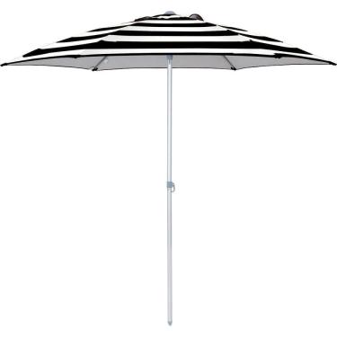 Imagem de Guarda Sol Milagres 2,40 M Preto E Branco Listrado Alumínio Vareta Fibra Vidro 12755 Bel