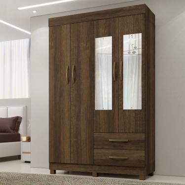 Imagem de Roupeiro Copacabana Imbuia 4 Portas Com Espelho Benetil Moveis