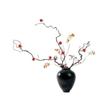 Imagem de Árvore artificial estilo chinês simulado caqui planta falsa, galhos mortos, bonsai para sala de chá, decoração de sala de estar, árvore falsa