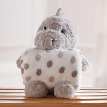 Imagem de Manta e Bichinho KazzaVip Baby Pelúcia 100% Poliéster Microfibra Dino Cinza